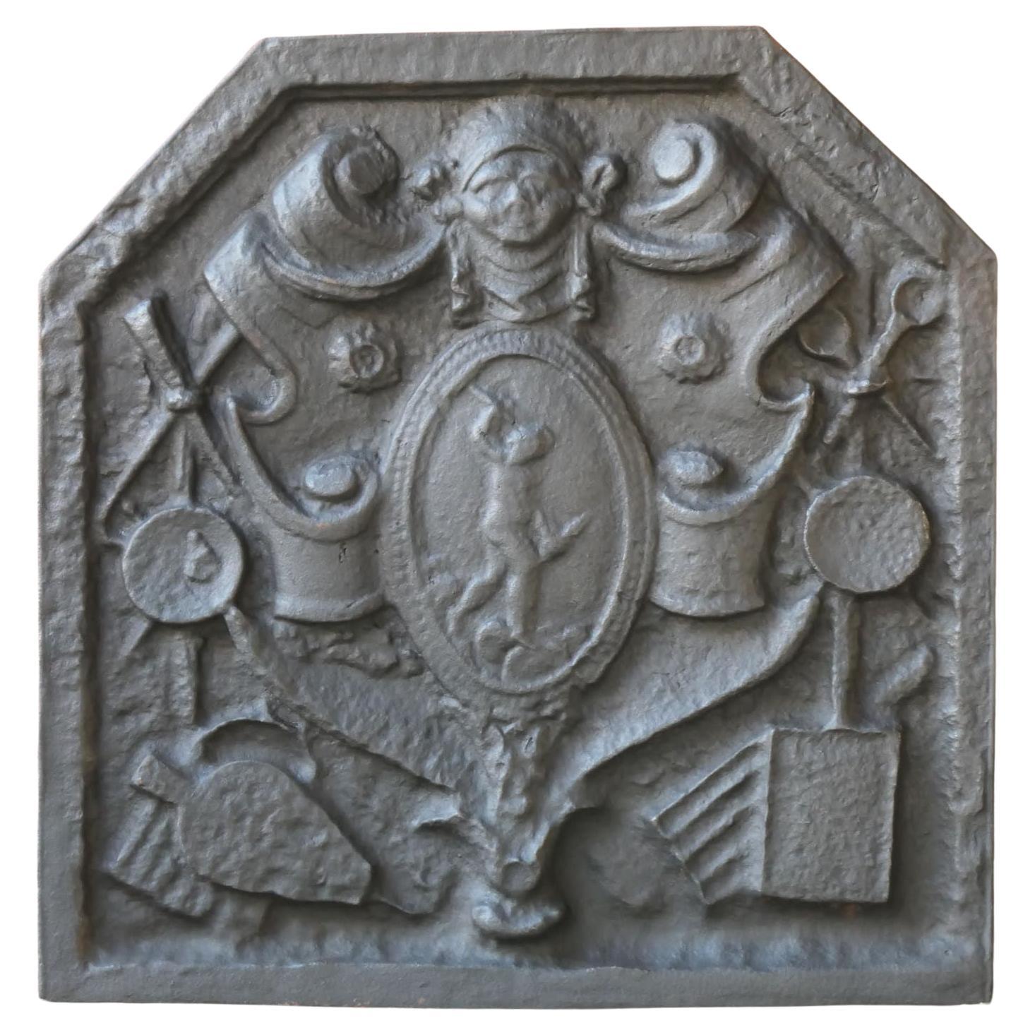 Heavy French Victorian Style Arms of France Fireback / Backsplash, 20th Century