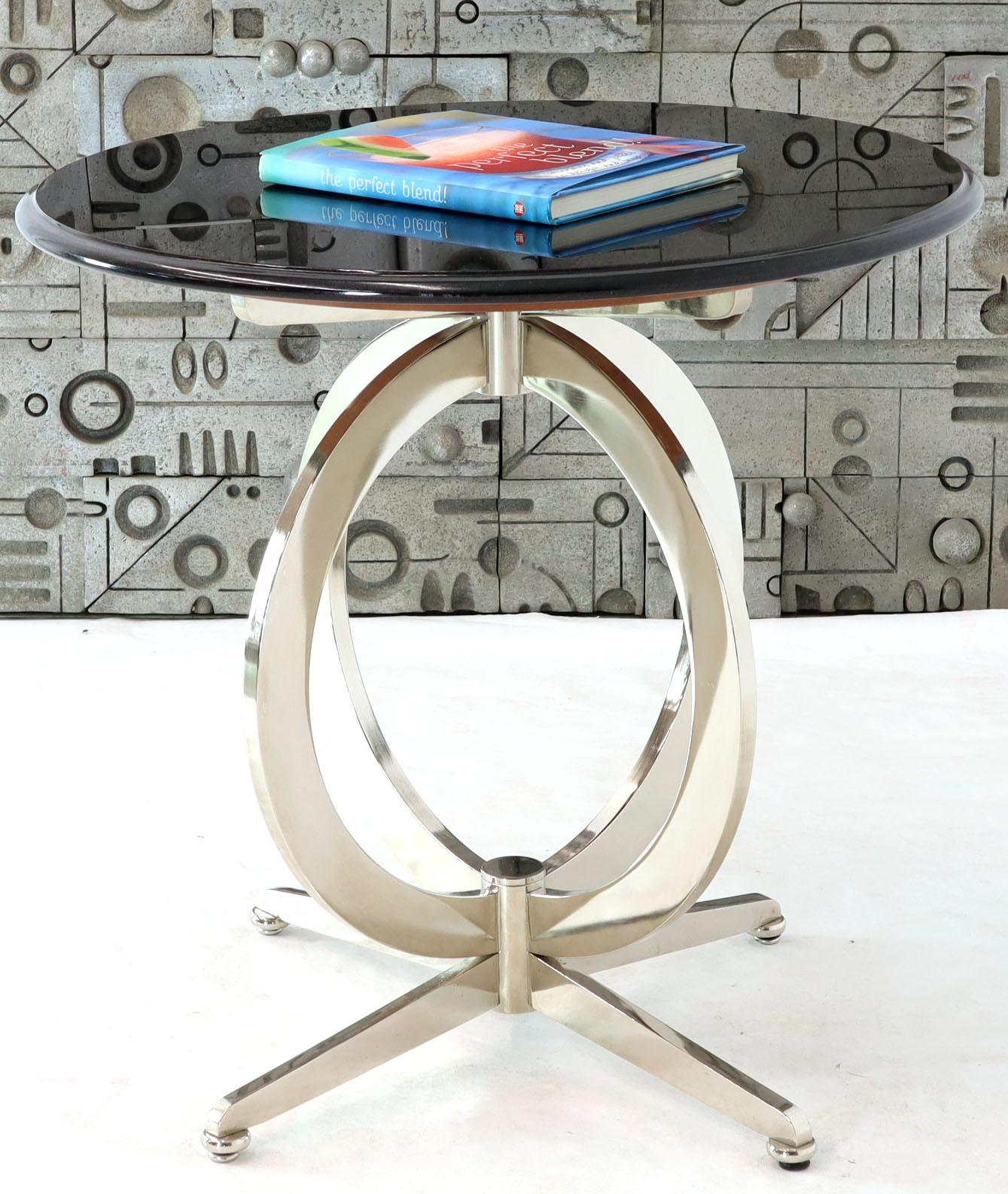 Contemporary heavy and solid design granite top side center gueridon table.