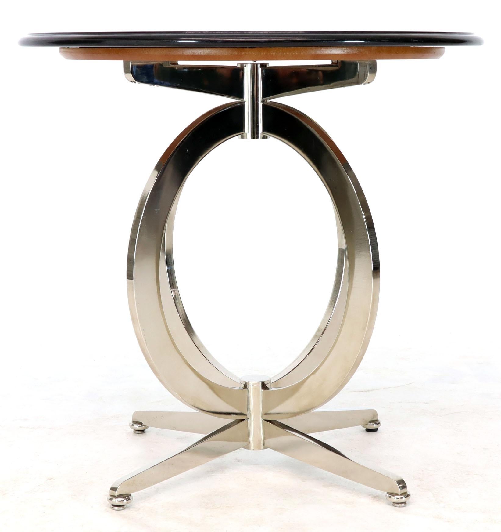 Mid-Century Modern Heavy Gage Chrome Plated Steel Base Marble Top Round Gueridon  Cafe Table Stand For Sale