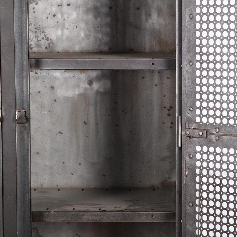 Industrial Heavy Gauge Steel Two Door Welded and Riveted Cabinet Armoire In Good Condition In Vancouver, British Columbia