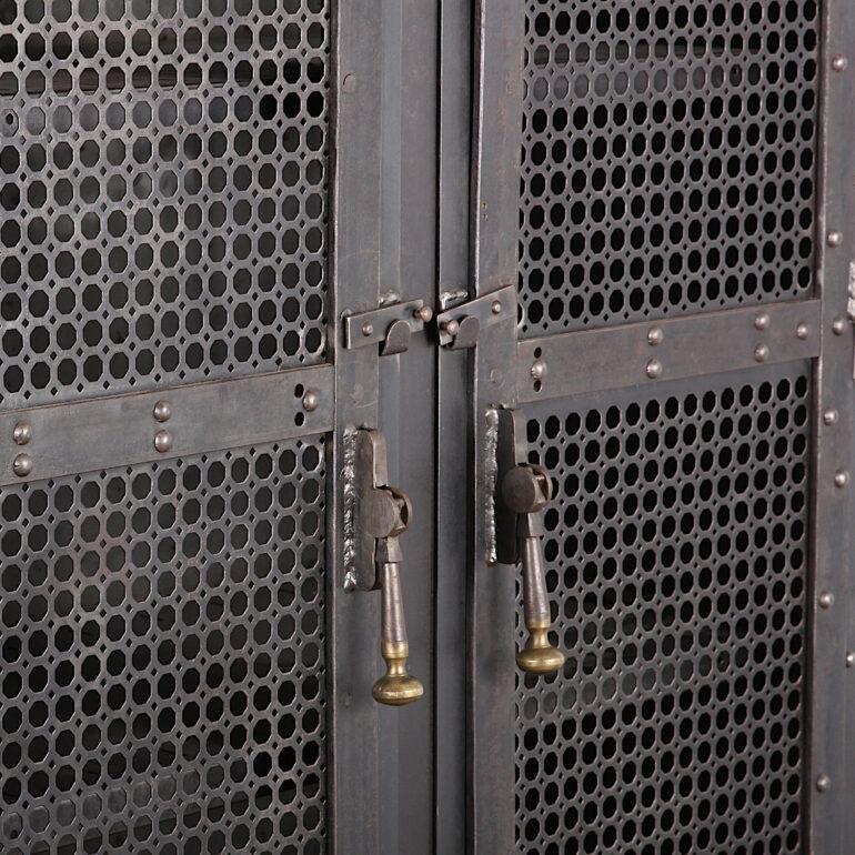 20th Century Industrial Heavy Gauge Steel Two Door Welded and Riveted Cabinet Armoire