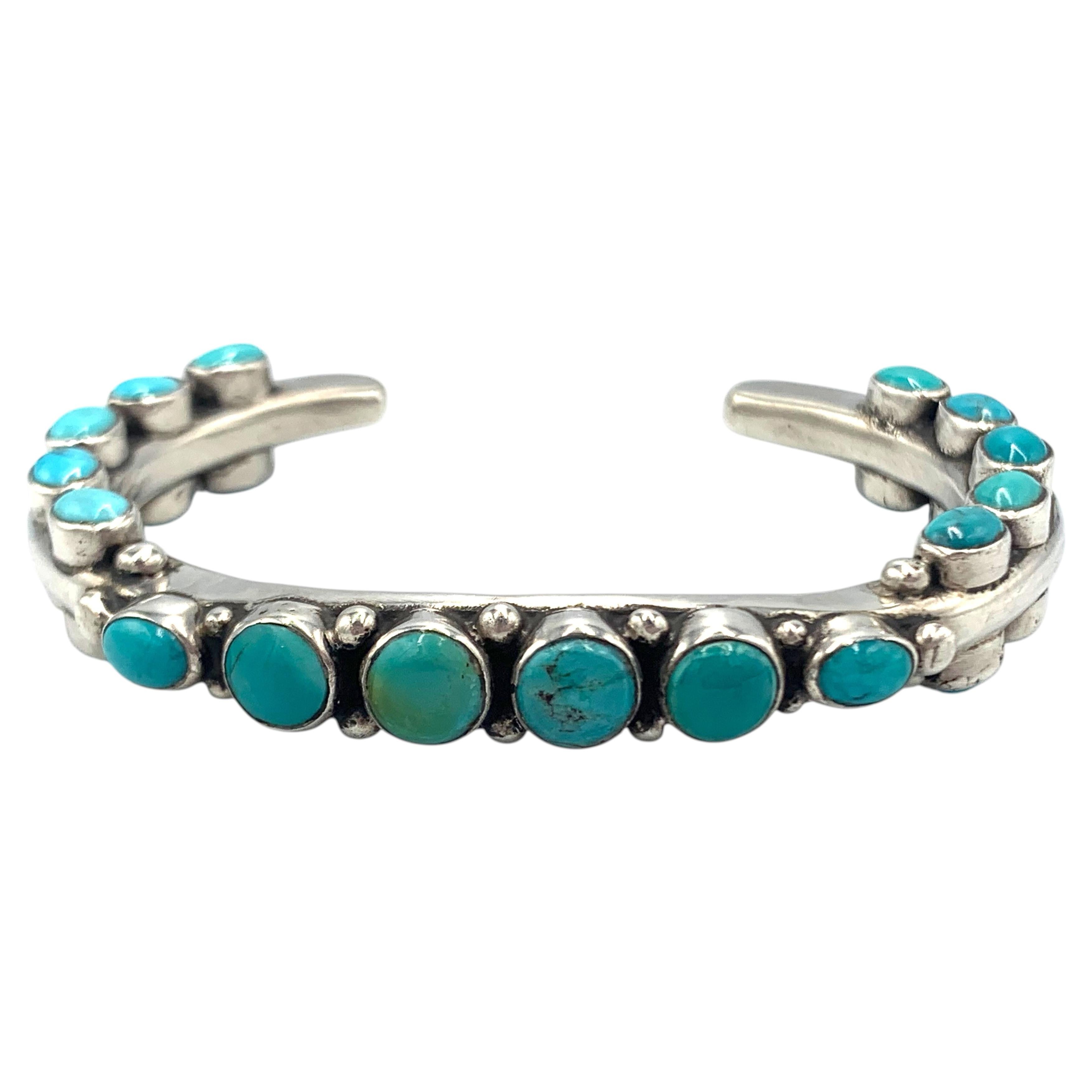 Sleeping Beauty Turquoise Silver Cuff by Leo Feeney For Sale at