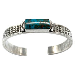 Armband aus schwerem Sterlingsilber mit Kingman-Türkis von Aldrich