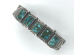 Men's Heavy Gauge Sterling Silver Cuff with Pilot Mountain Turquoise by Aldrich