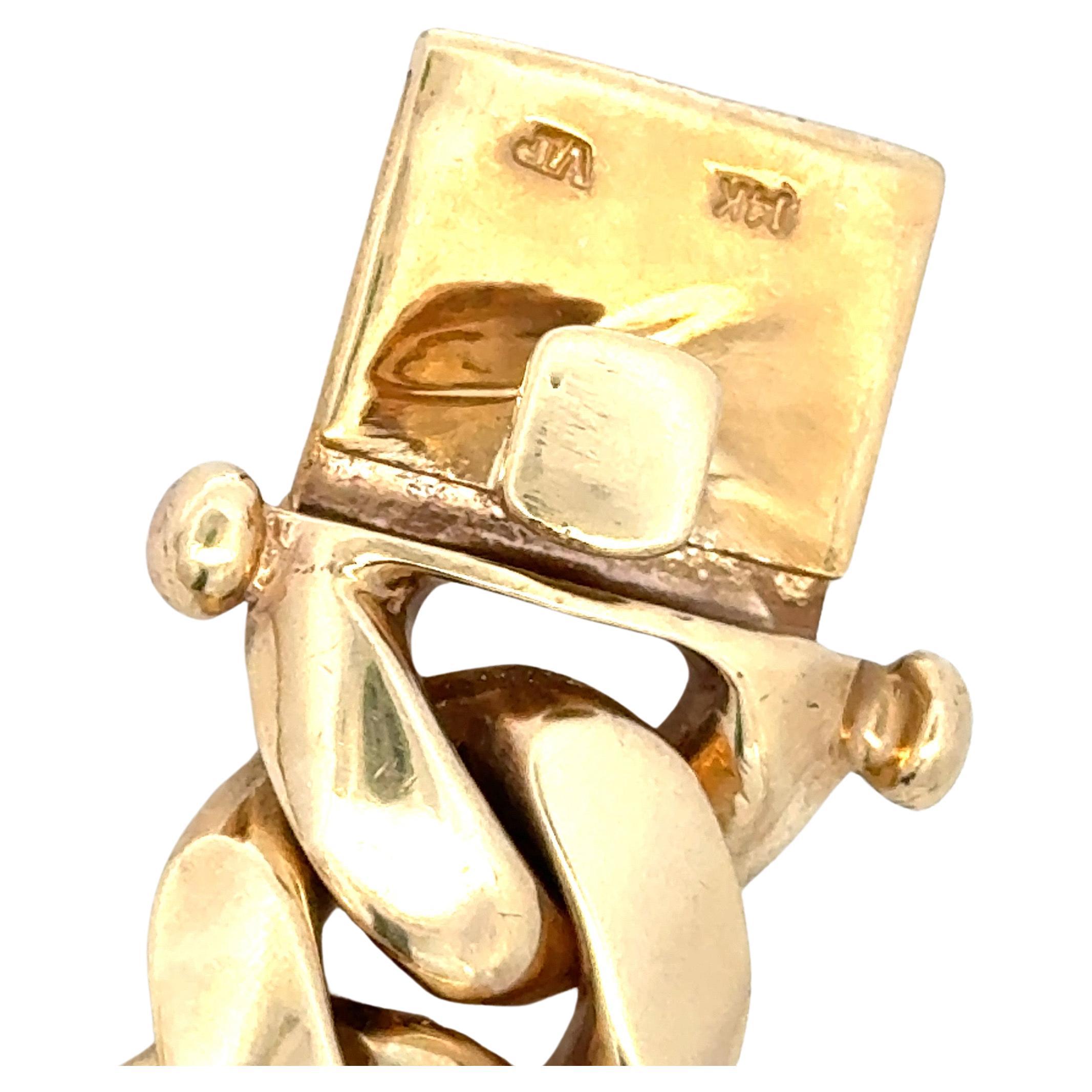 Bracelet lourd à maillons cubains 280.7 Grammes 21.5 MM 8.5 14 Karat Yellow Gold Pour hommes en vente