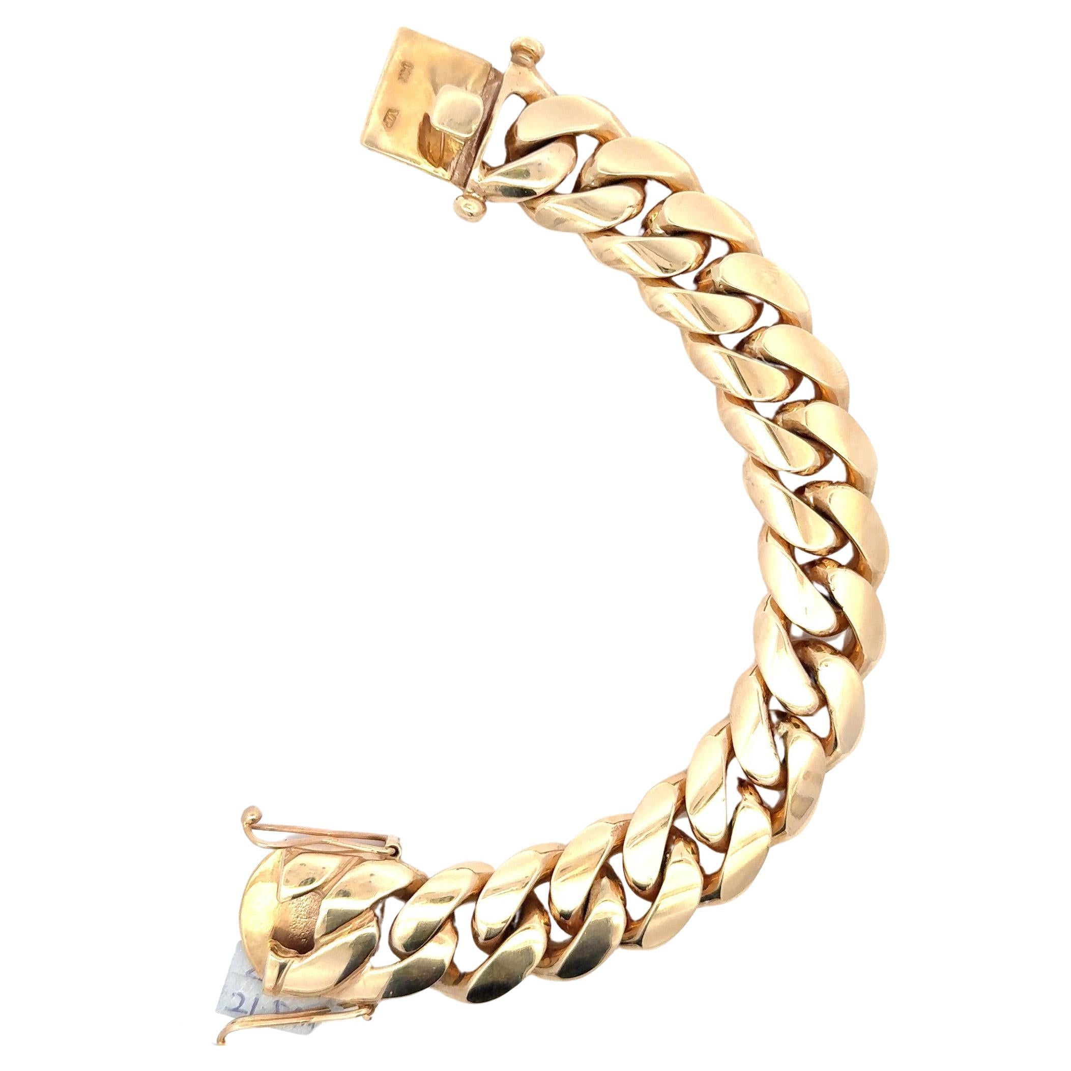 Heavy Gents Cuban Link Bracelet 280.7 Grams 21.5 MM 8.5” 14 Karat Yellow Gold For Sale 1