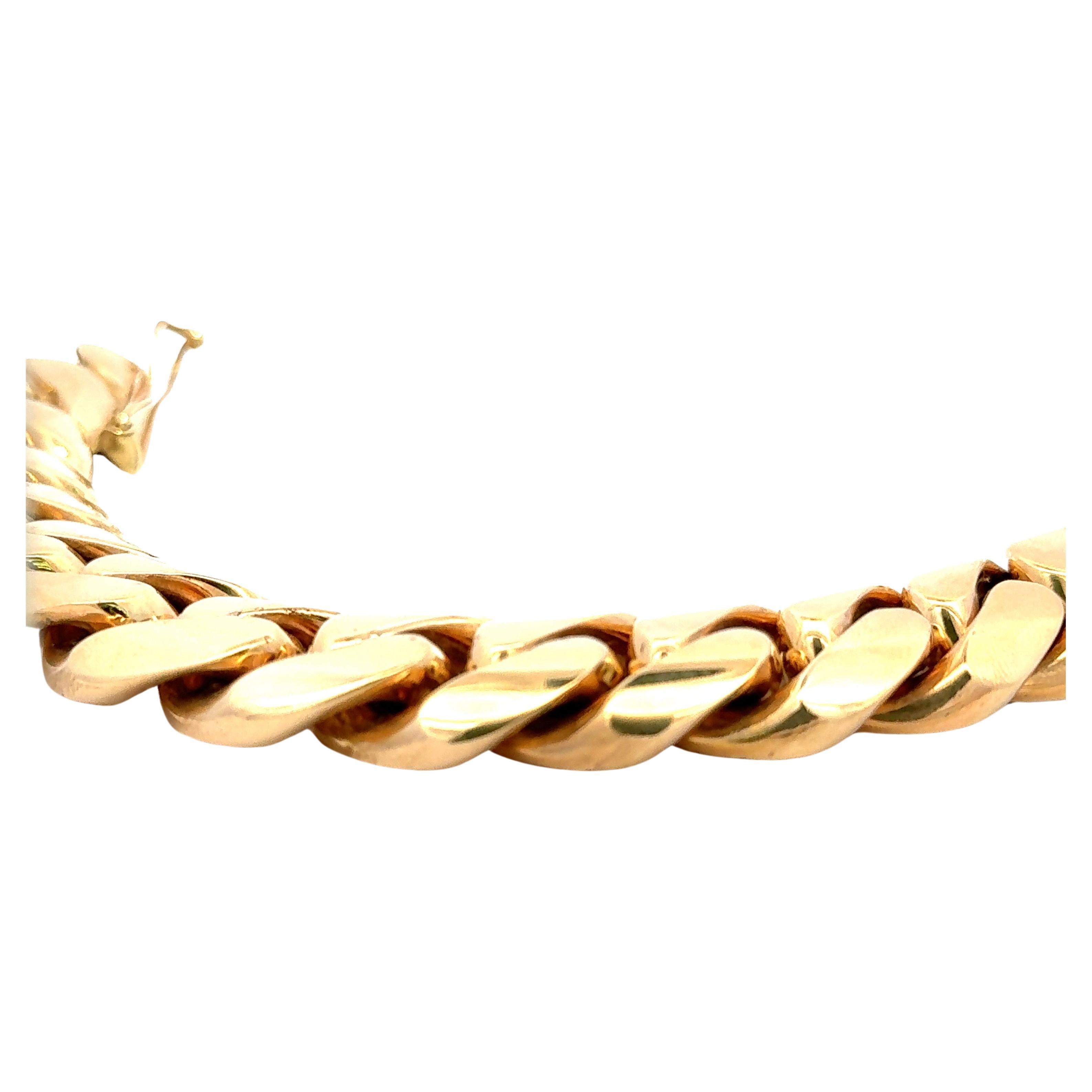 Heavy Gents Cuban Link Bracelet 280.7 Grams 21.5 MM 8.5” 14 Karat Yellow Gold For Sale 3
