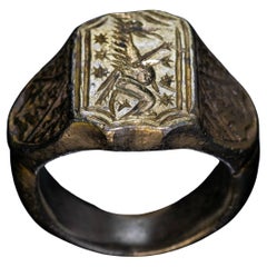 Heavy Gilded Silver Medieval Signet Ring c. 1350-1450