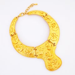 Heavy Gilt Etruscan "Duchess of Windsor" Collar Necklace By Alexis Kirk, 1980s