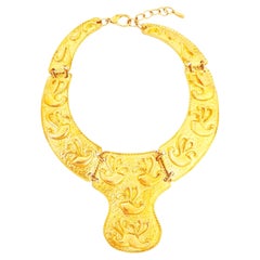 Heavy Gilt Etruscan "Duchess of Windsor" Collar Necklace By Alexis Kirk, 1980s