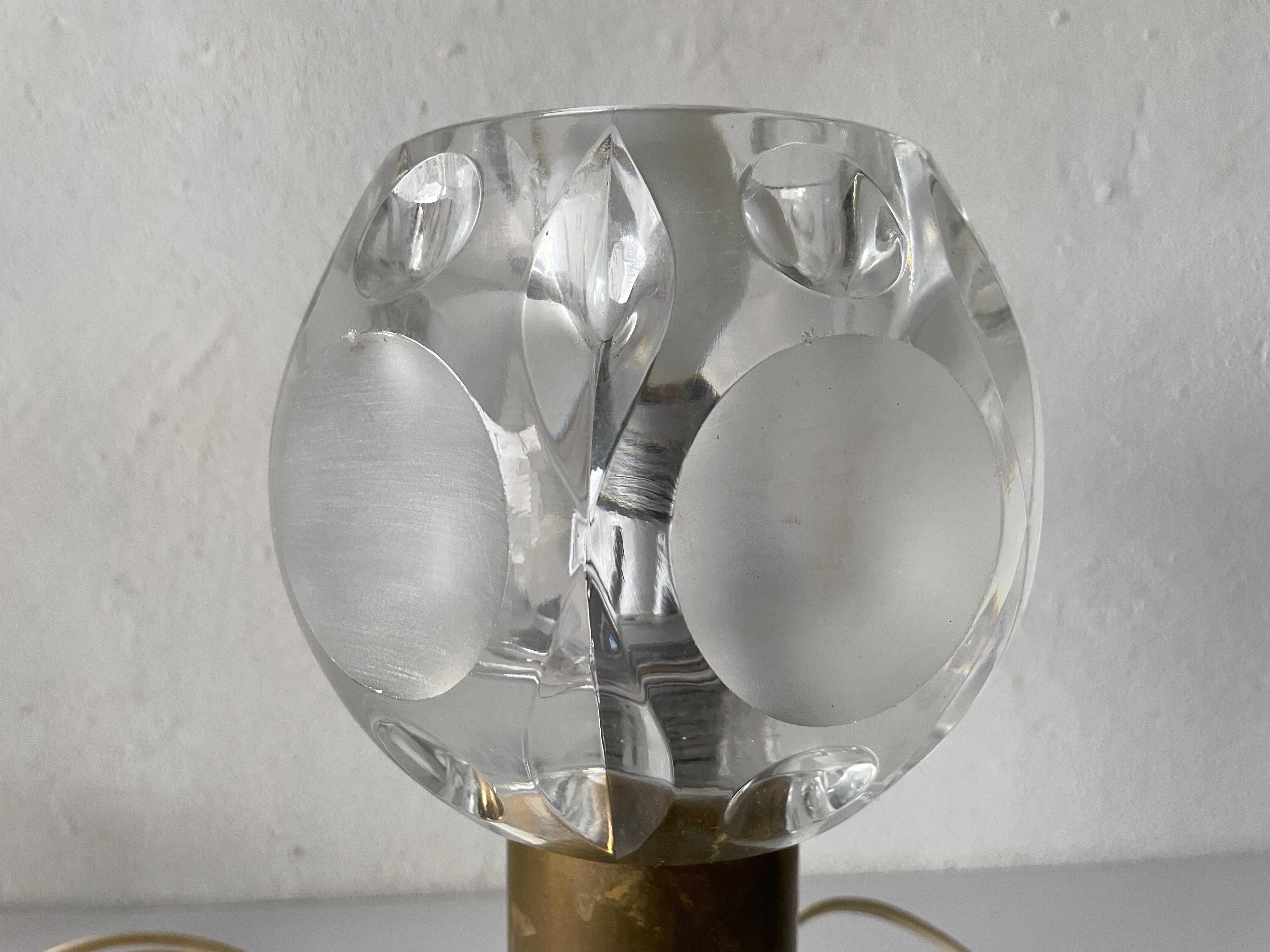 Mid-20th Century Heavy Glass and Brass Body Pair of Table Lamps by Peill Putzler, 1960s, Germany For Sale