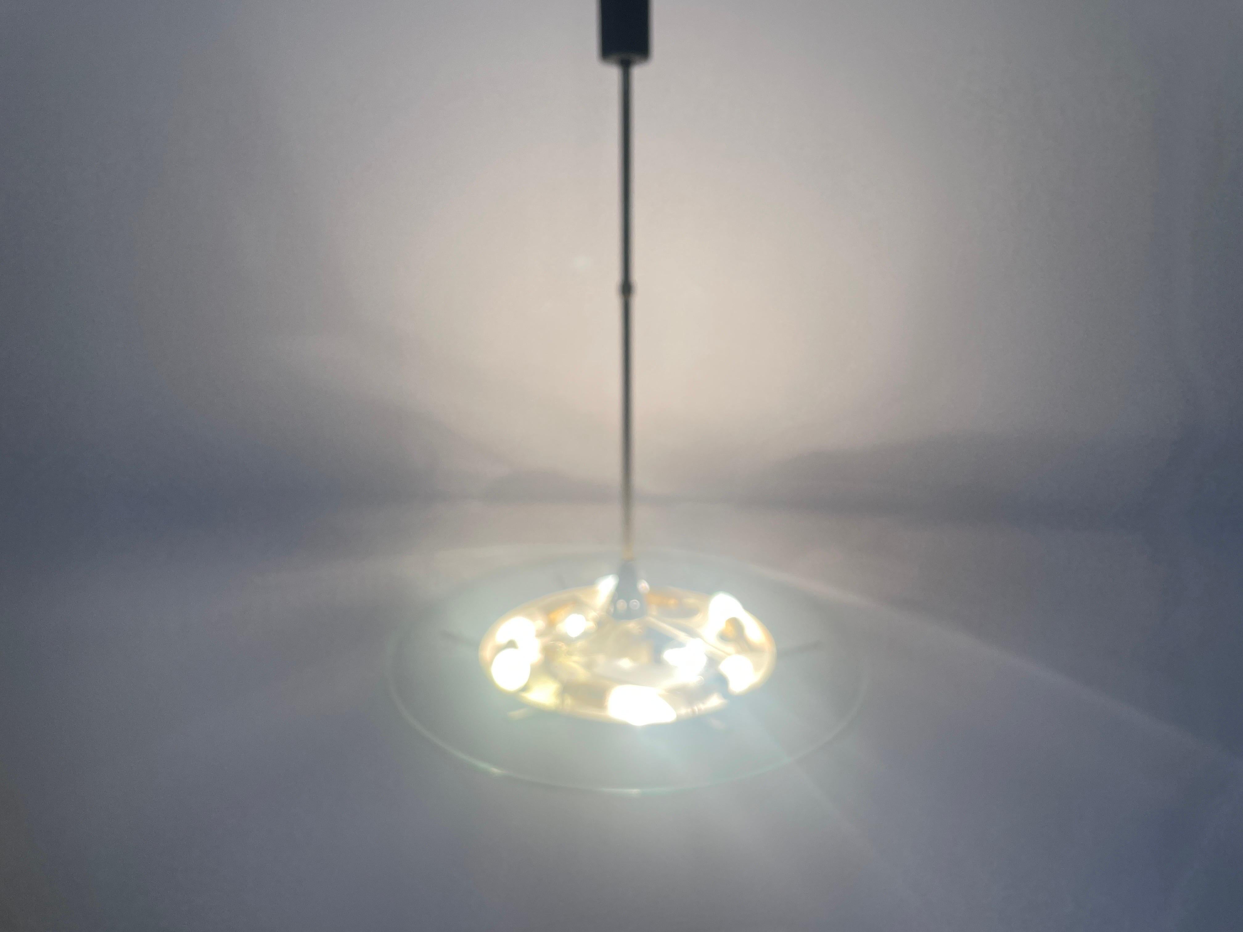 Heavy Glass and Brass Suspension Pendant Light by Stilnovo, 1950s, Italy For Sale 10