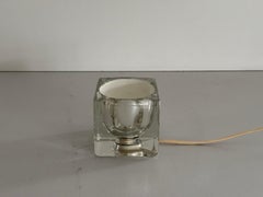 Lampe de table simple à cube en verre lourd par Peill Putzler, années 1960, Allemagne