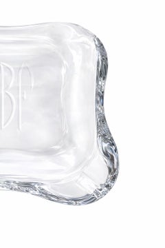 Heavy Glass Monogrammed Ashtray with Sculptural Organic Form
