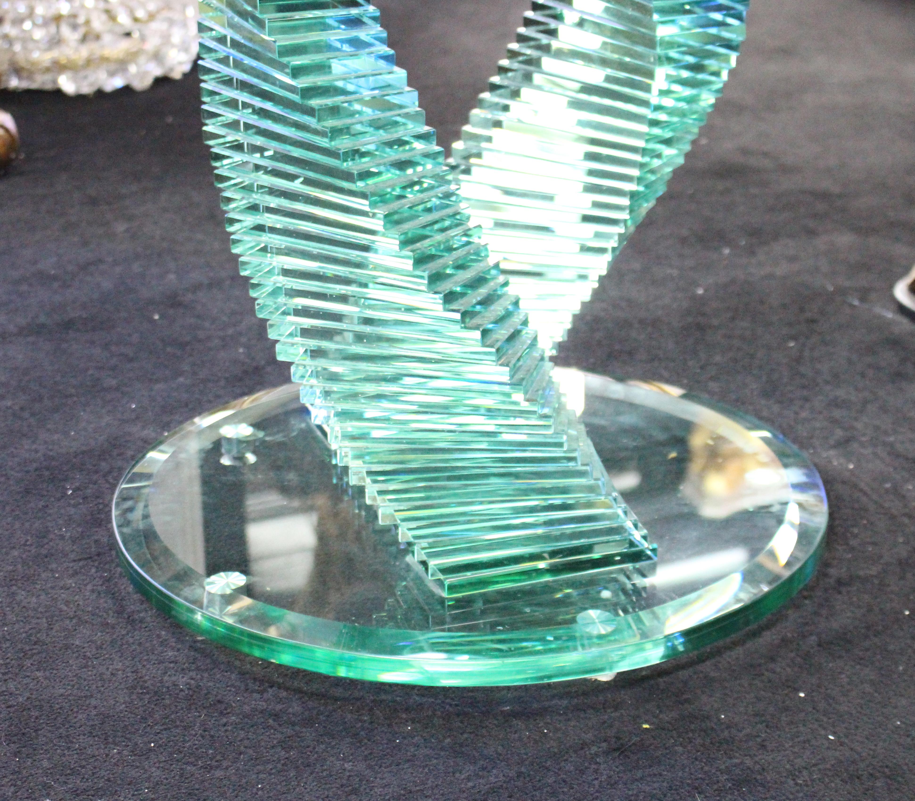 Heavy Glass Spiral Form Round Centre Table For Sale 4