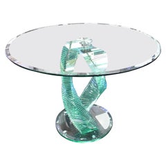 Heavy Glass Spiral Form Round Centre Table
