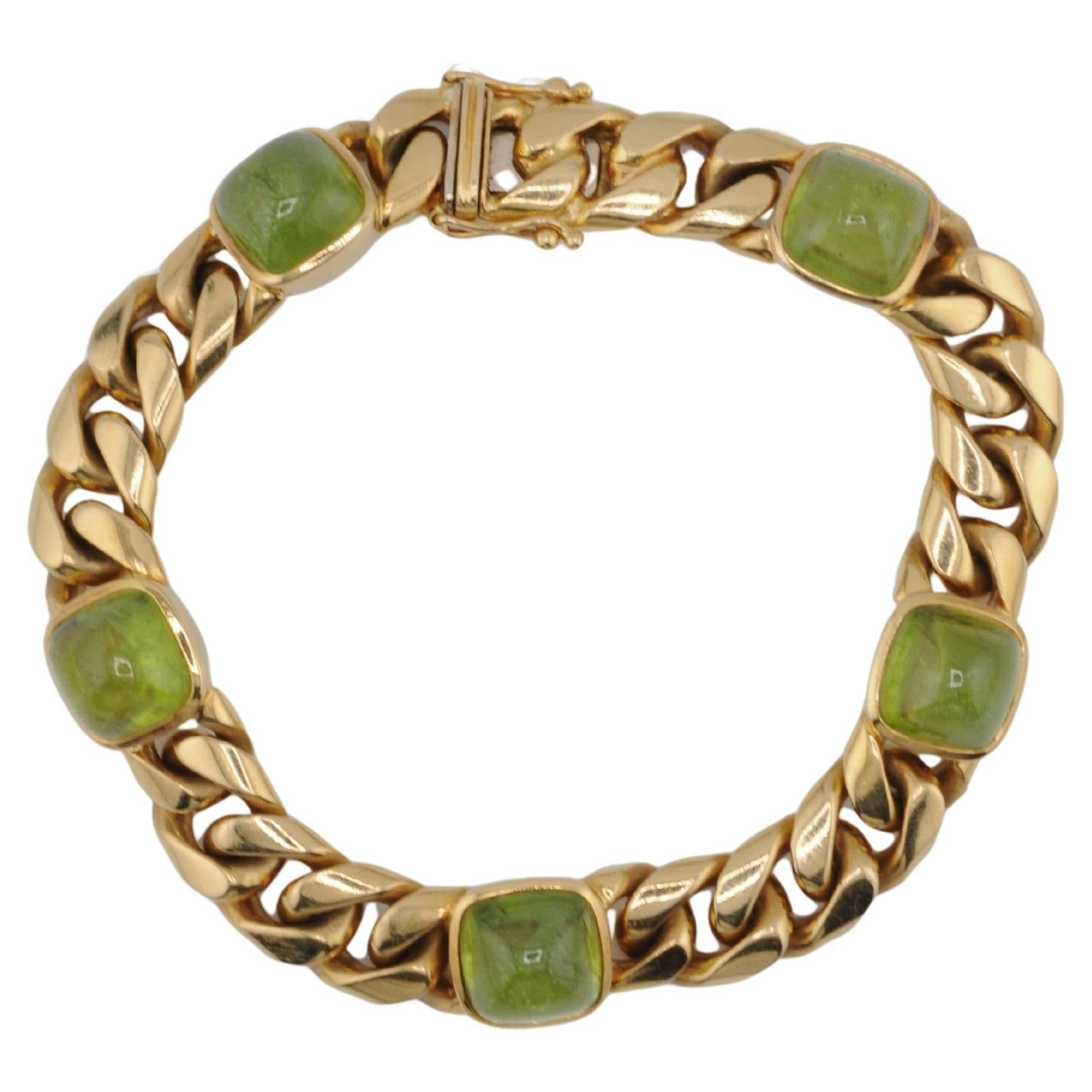 Heavy Gold Bracelet 18k Yellow Gold 10ct Peridot WEMPE