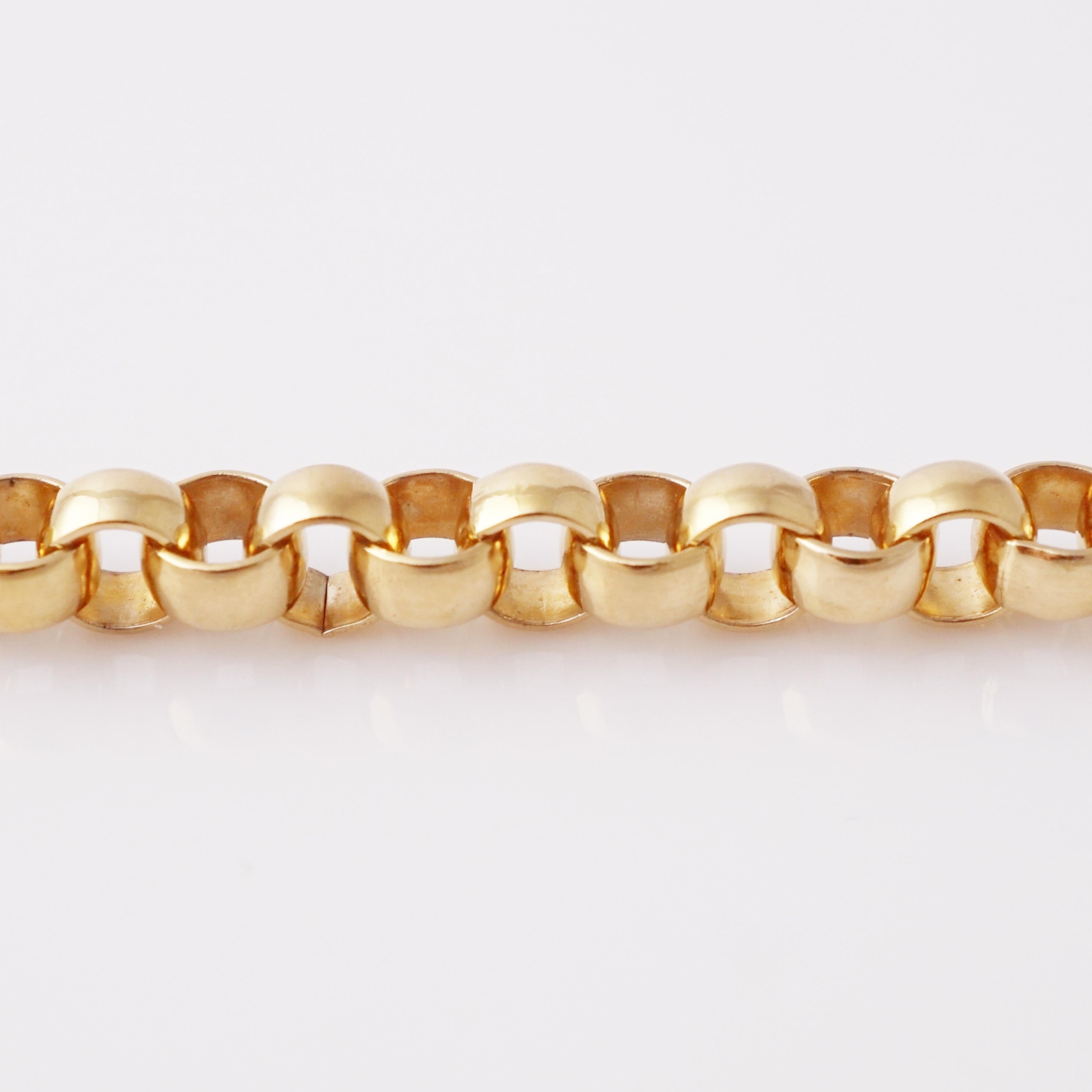 Heavy Gold Chain Necklace with Mughal Cabochon Accents, 1980s en vente 2