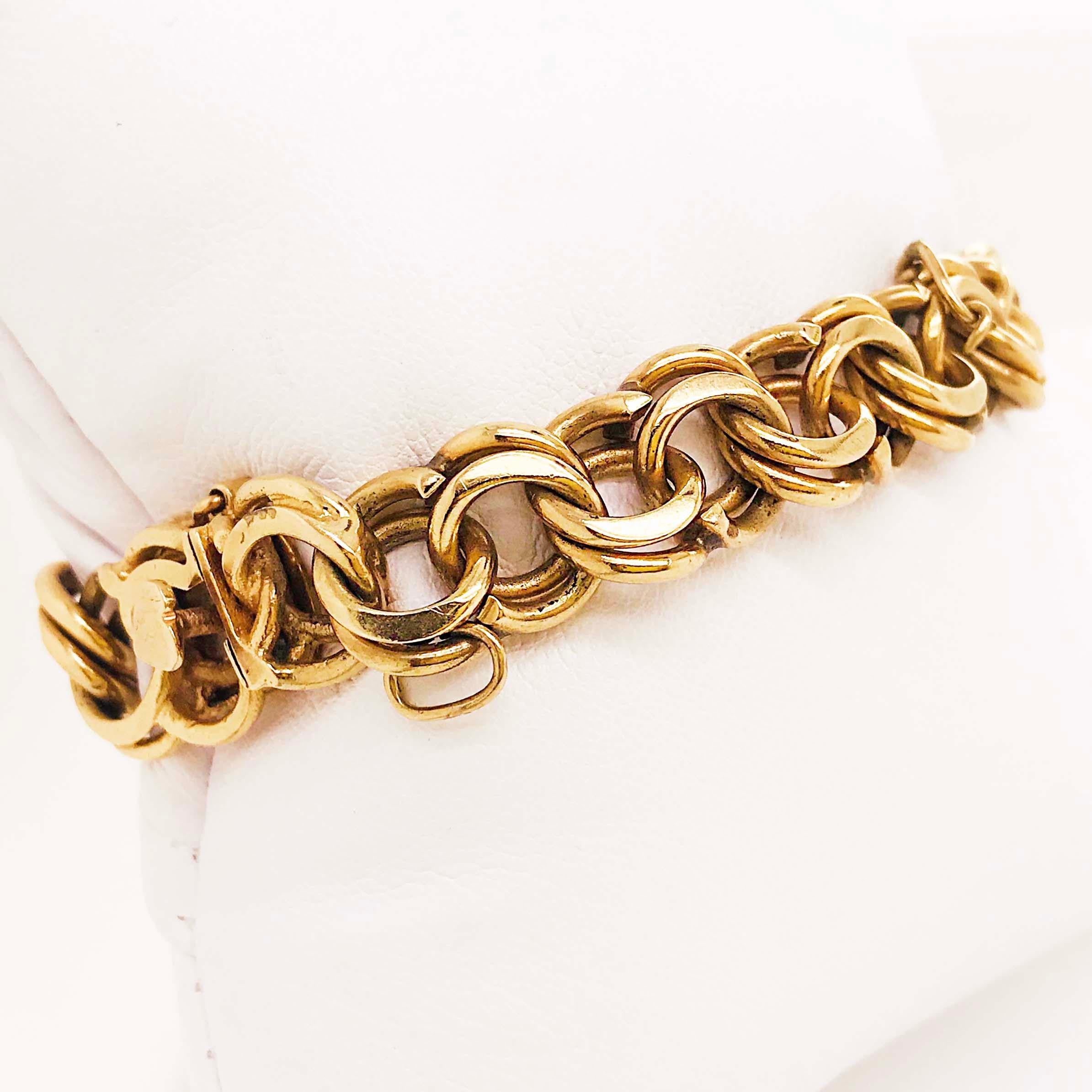 Heavy Gold Charm Bracelet, 14 Karat Large Gold Chain Bracelet 2
