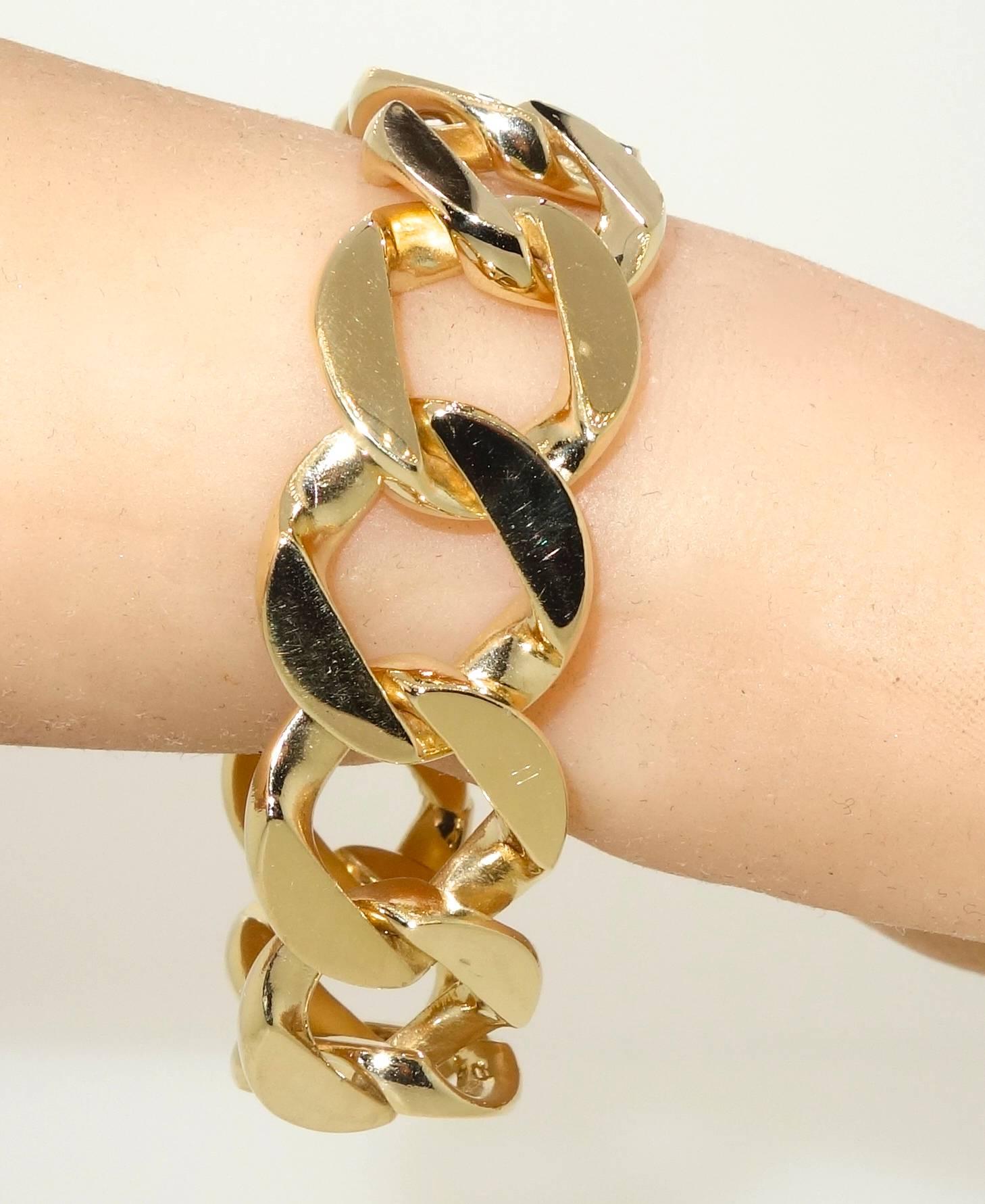 Women's or Men's Heavy Gold Curb Link Bracelet