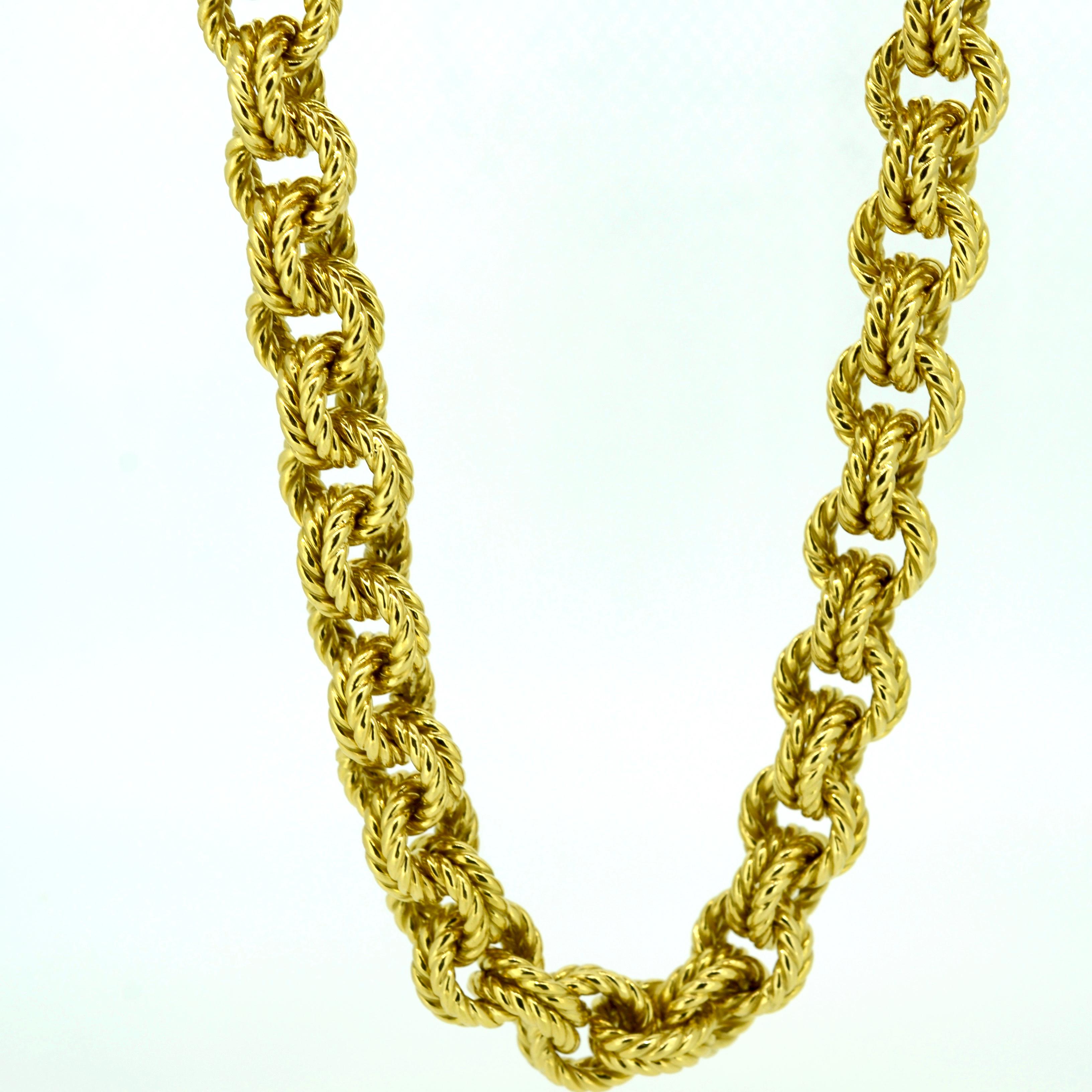 Heavy Gold Double Link Neck Chain In New Condition For Sale In Highlands, NC