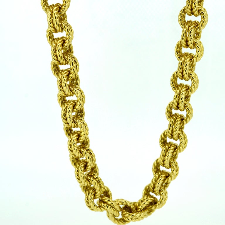 Heavy Gold Double Link Neck Chain For Sale at 1stDibs