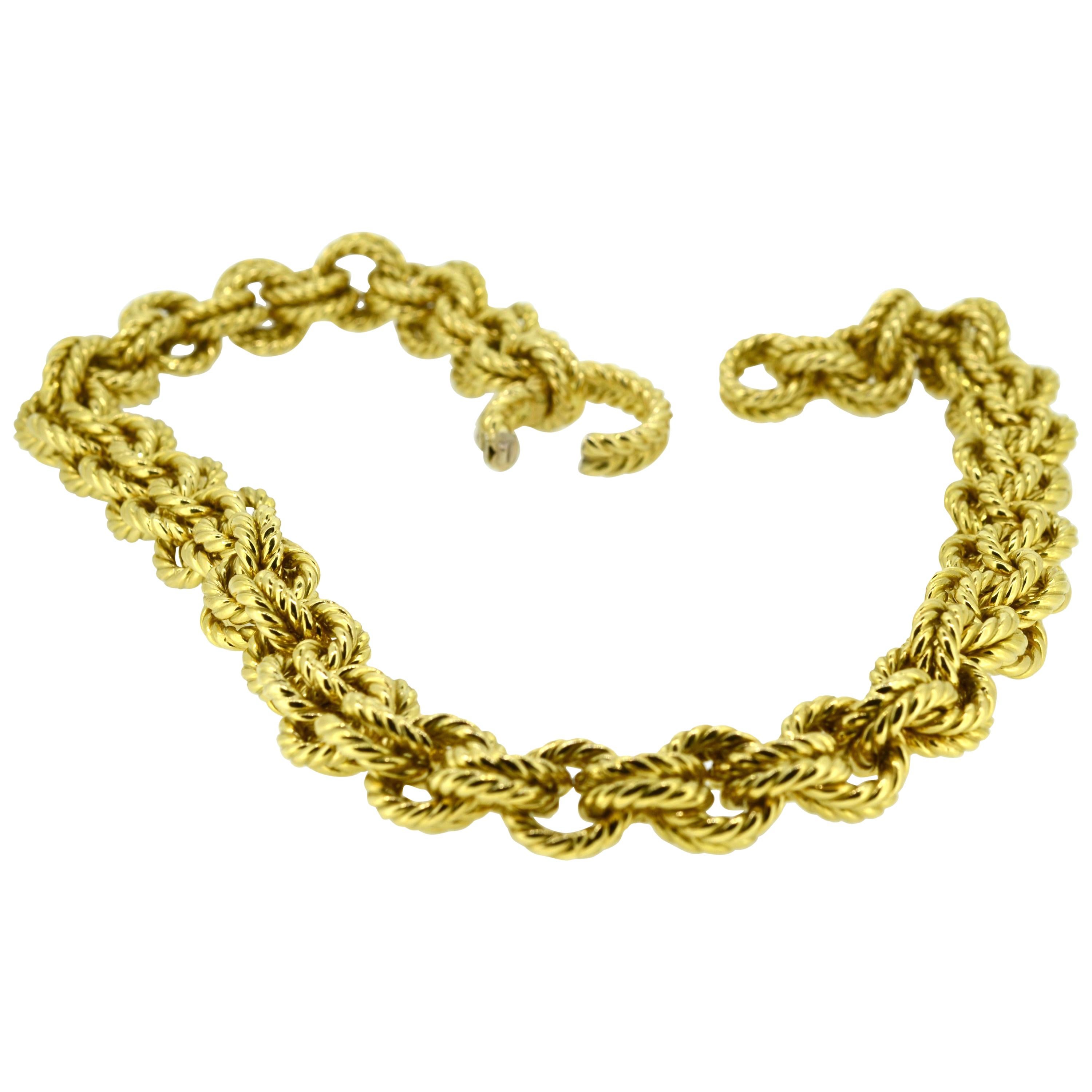 Heavy Gold Double Link Neck Chain For Sale