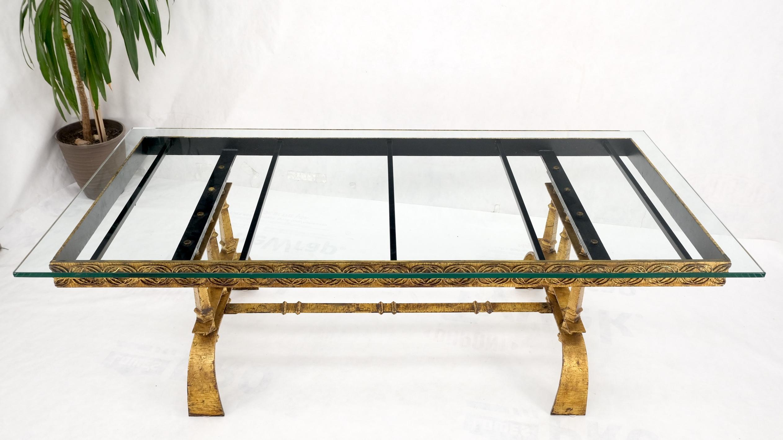 Heavy Gold Gilt Metal Base Large Rectangle Dining Table Hollywood Regency Mint! For Sale 5