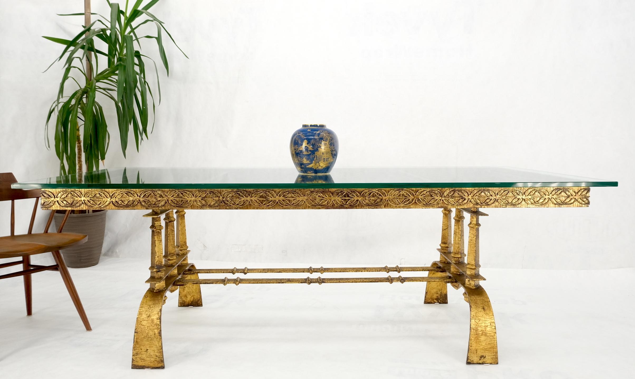 Heavy Gold Gilt Metal Base Large Rectangle Dining Table Hollywood Regency Mint! For Sale 10