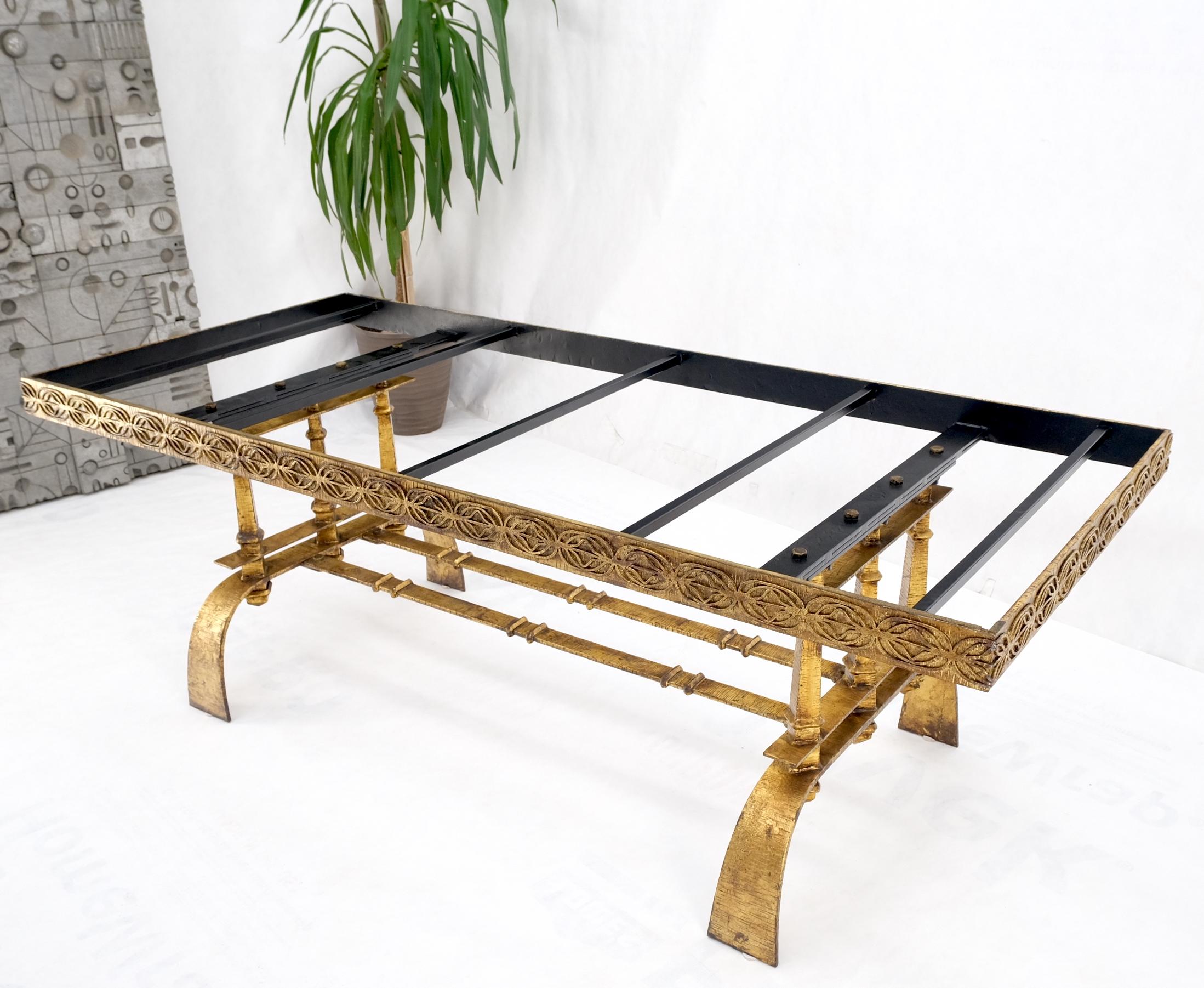Heavy Gold Gilt Metal Base Large Rectangle Dining Table Hollywood Regency Mint! For Sale 11
