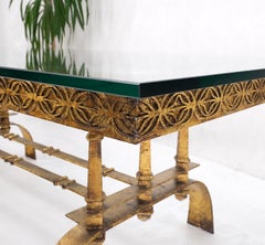 Heavy Gold Gilt Metal Base Large Rectangle Dining Table Hollywood Regency Mint!