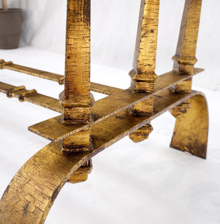 Heavy Gold Gilt Metal Base Large Rectangle Dining Table Hollywood
