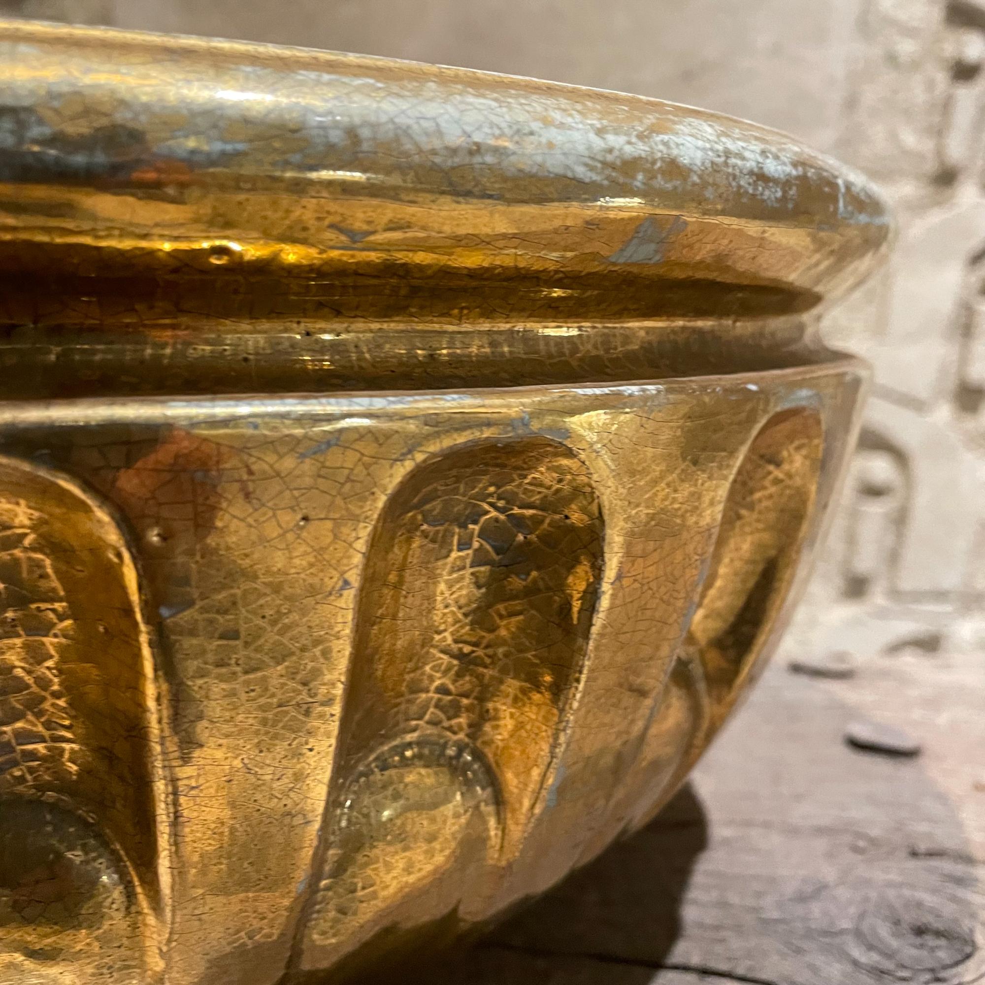 Mid-Century Modern 1960s Italian Gold Decorative Bowl Ceramic Pottery Style Aldo Londi by Bitossi
