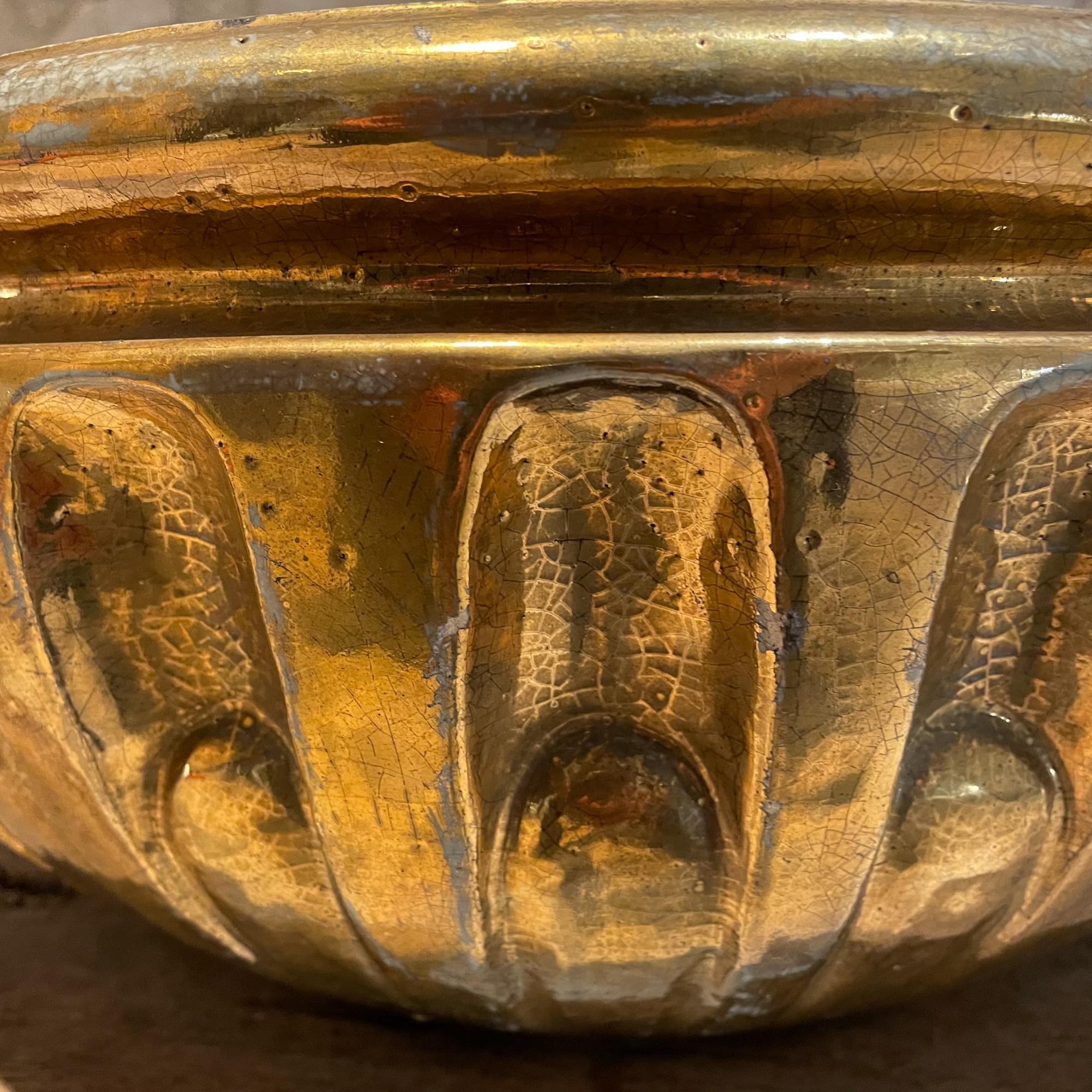 1960s Italian Gold Decorative Bowl Ceramic Pottery Style Aldo Londi by Bitossi In Good Condition In Chula Vista, CA