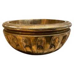 Heavy Gold Italian Ceramic Pottery Ribbed Bowl Italy 1960s Aldo Londi by Bitossi