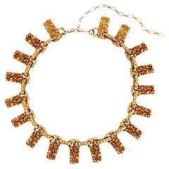 Heavy Gold Nugget Textured Link Choker Necklace, 1970s