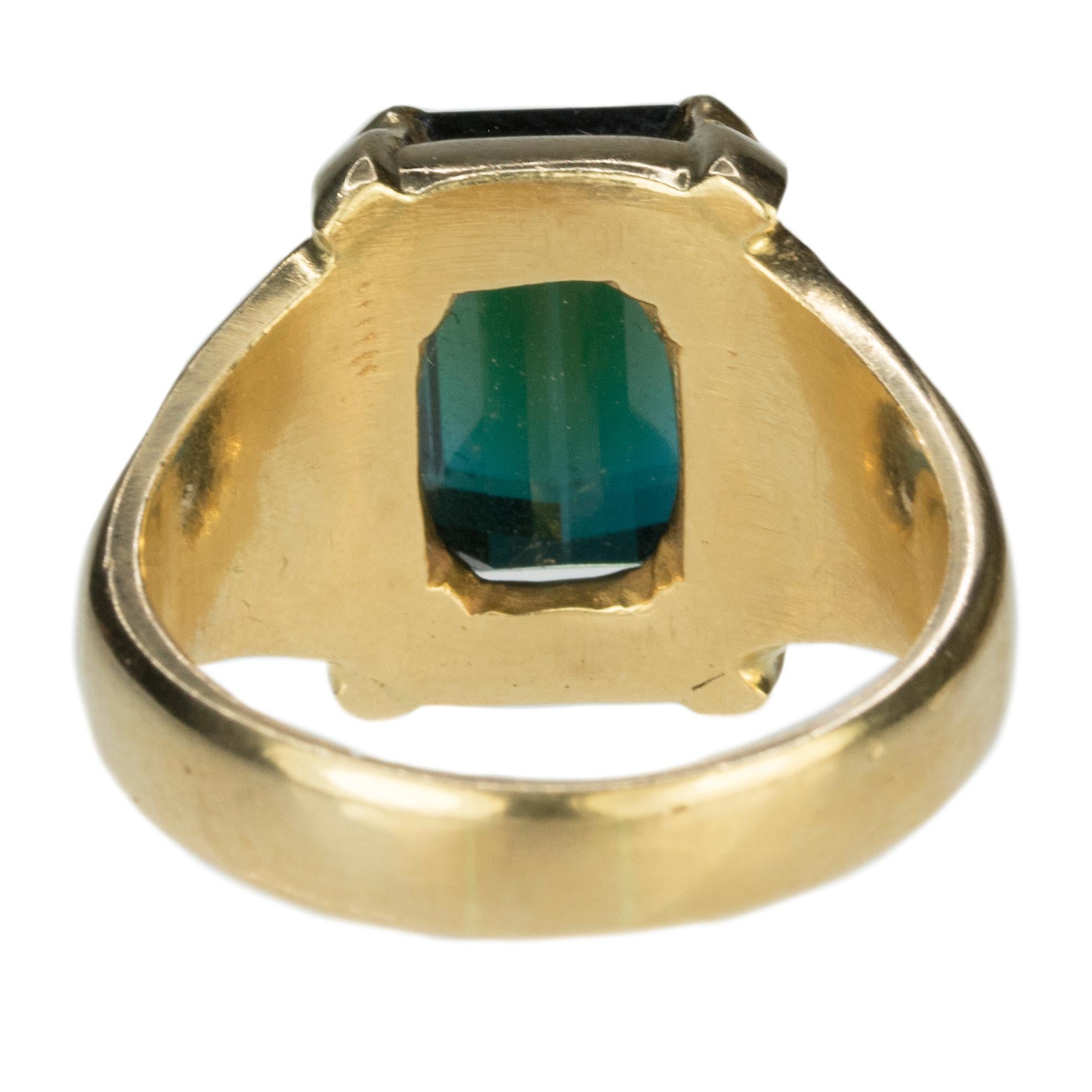 Emerald Cut Heavy Gold Tourmaline Ring