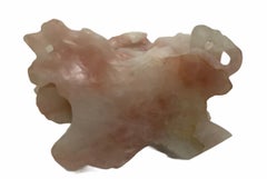 Heavy Hand Carved Rose Quartz Large Owl Sculpture/Figurine