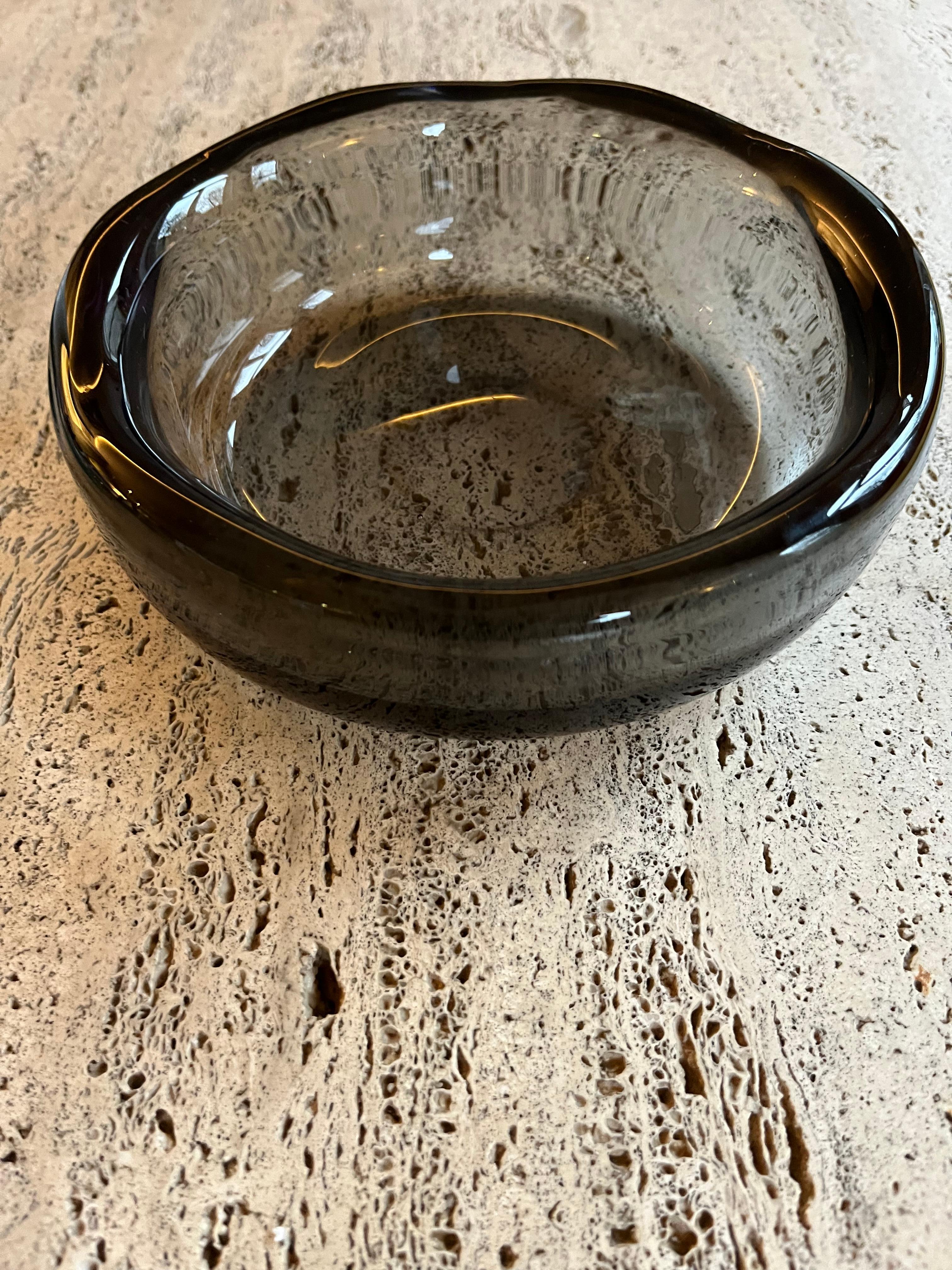 Mid-Century Modern Heavy handblown glass bowl c.1970s  For Sale