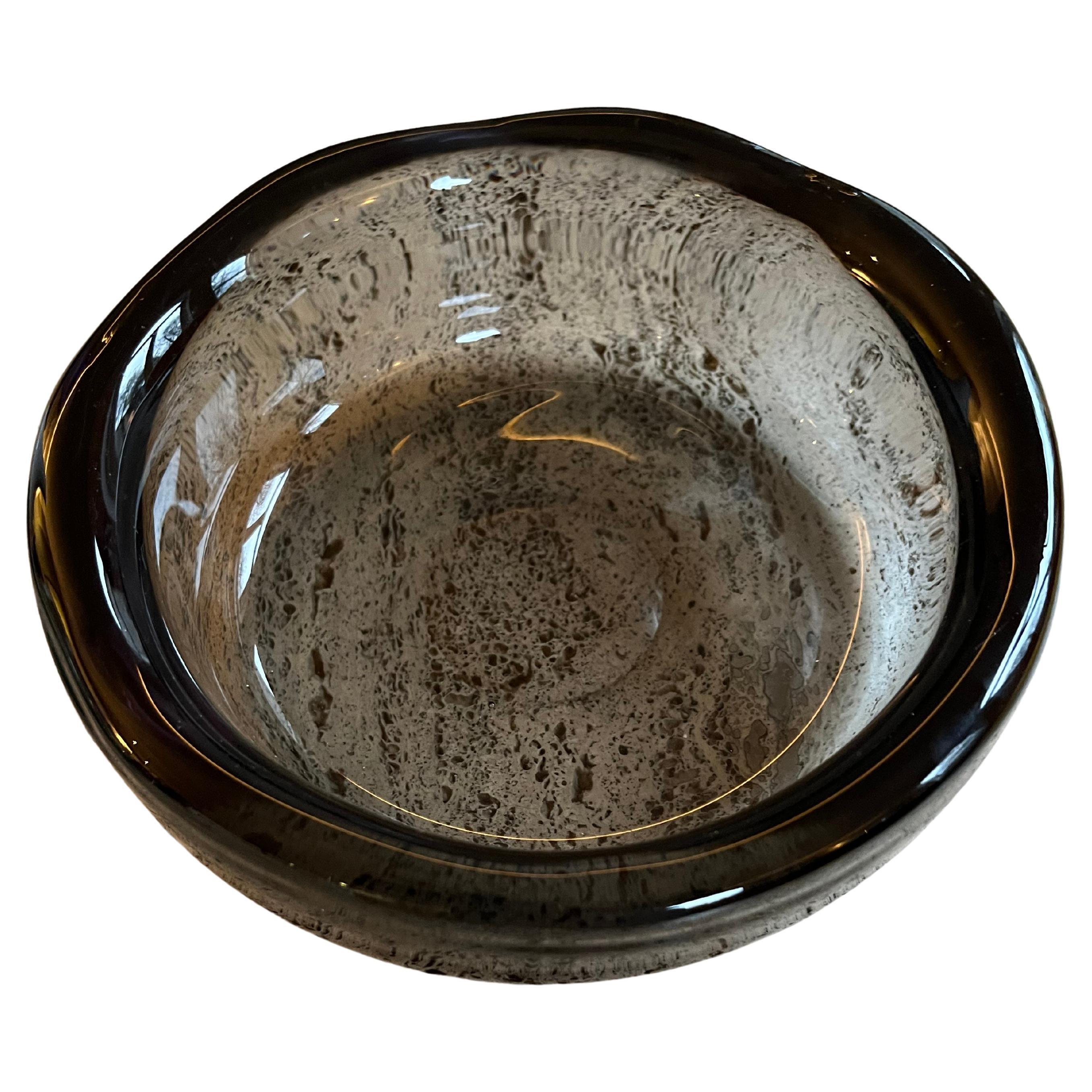 Heavy handblown glass bowl c.1970s  For Sale
