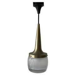 Heavy Ice Glass Pendant Lamp by Staff, 1960s, Germany