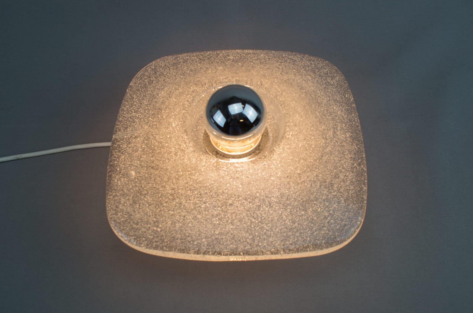 Heavy Ice Glass Wall or Ceiling Light by Peill & Putzler, Germany, 1960s (Moderne der Mitte des Jahrhunderts)