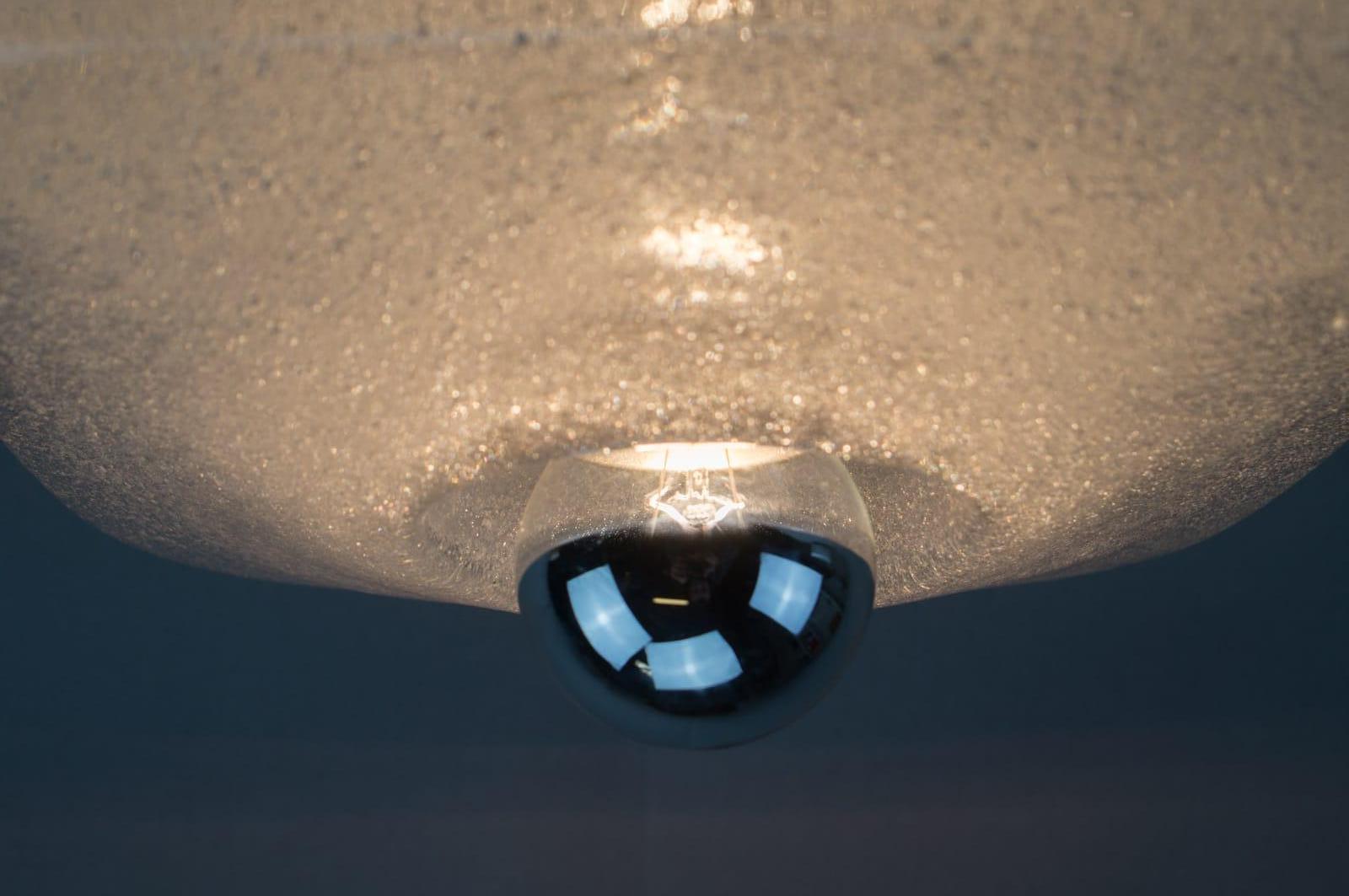 Metal Heavy Ice Glass Wall or Ceiling Light by Peill & Putzler, Germany, 1960s