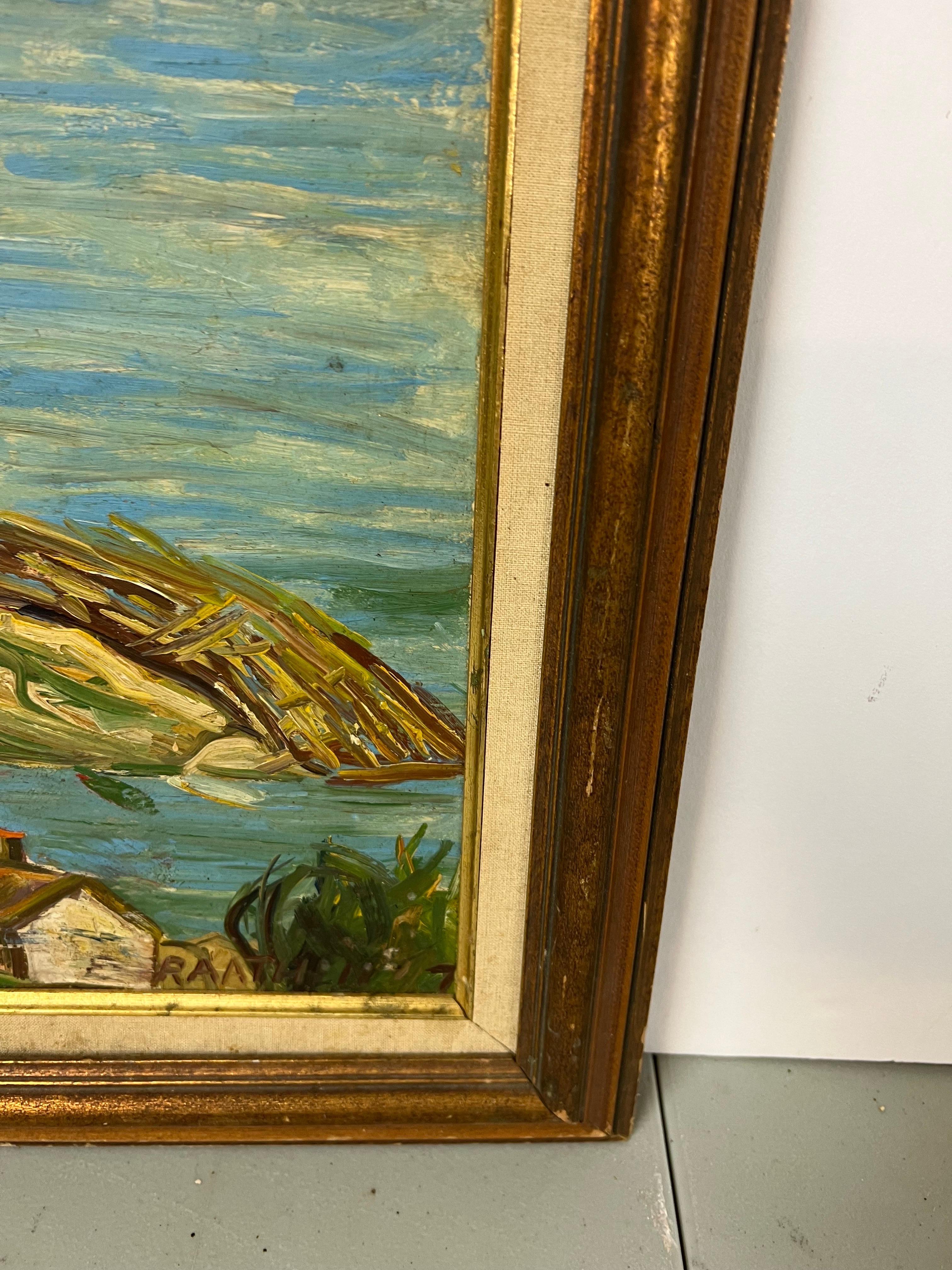 Heavy Impasto oil on board of Harbor Scene For Sale 10