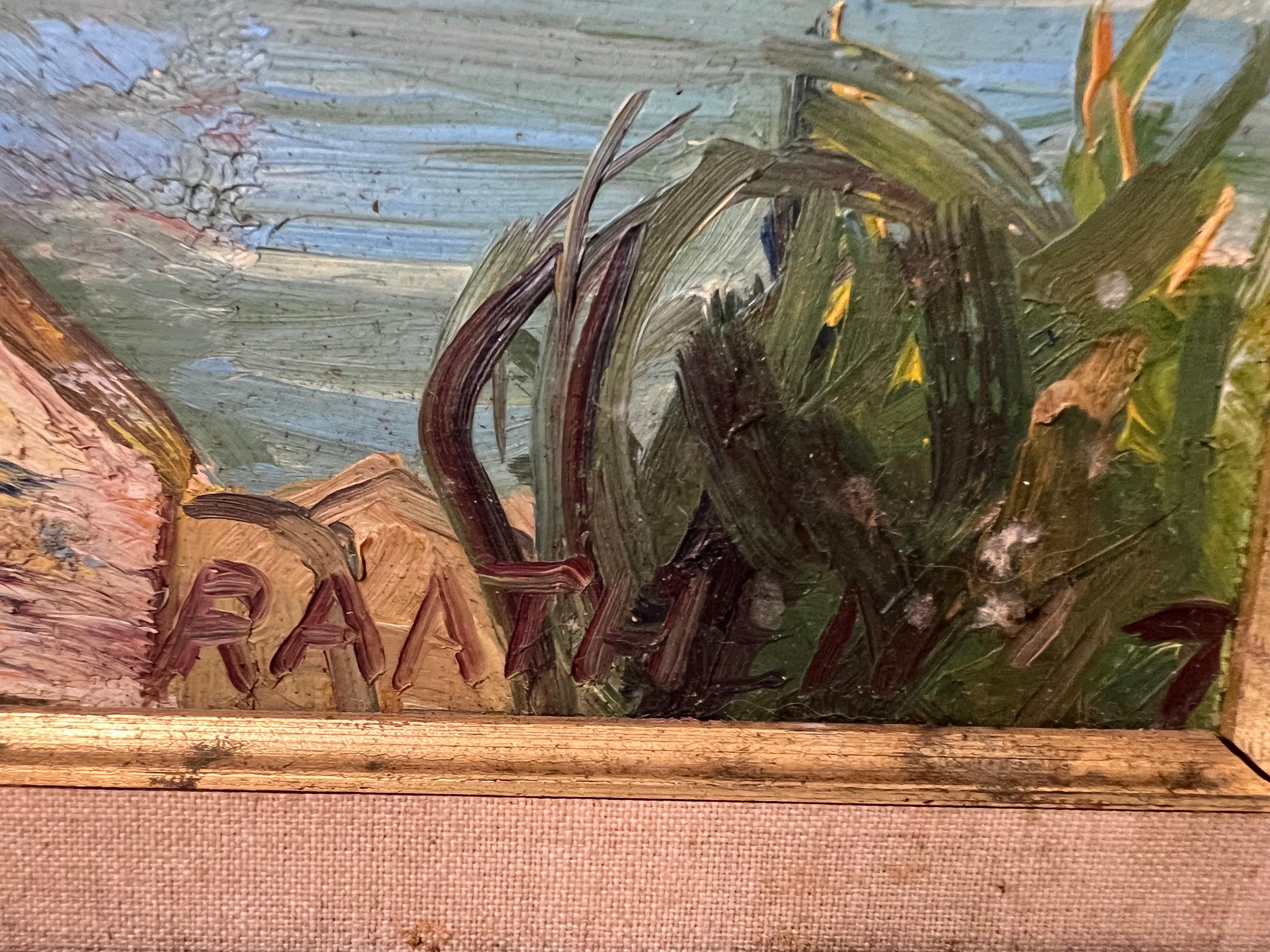 Heavy Impasto oil on board of Harbor Scene For Sale 11