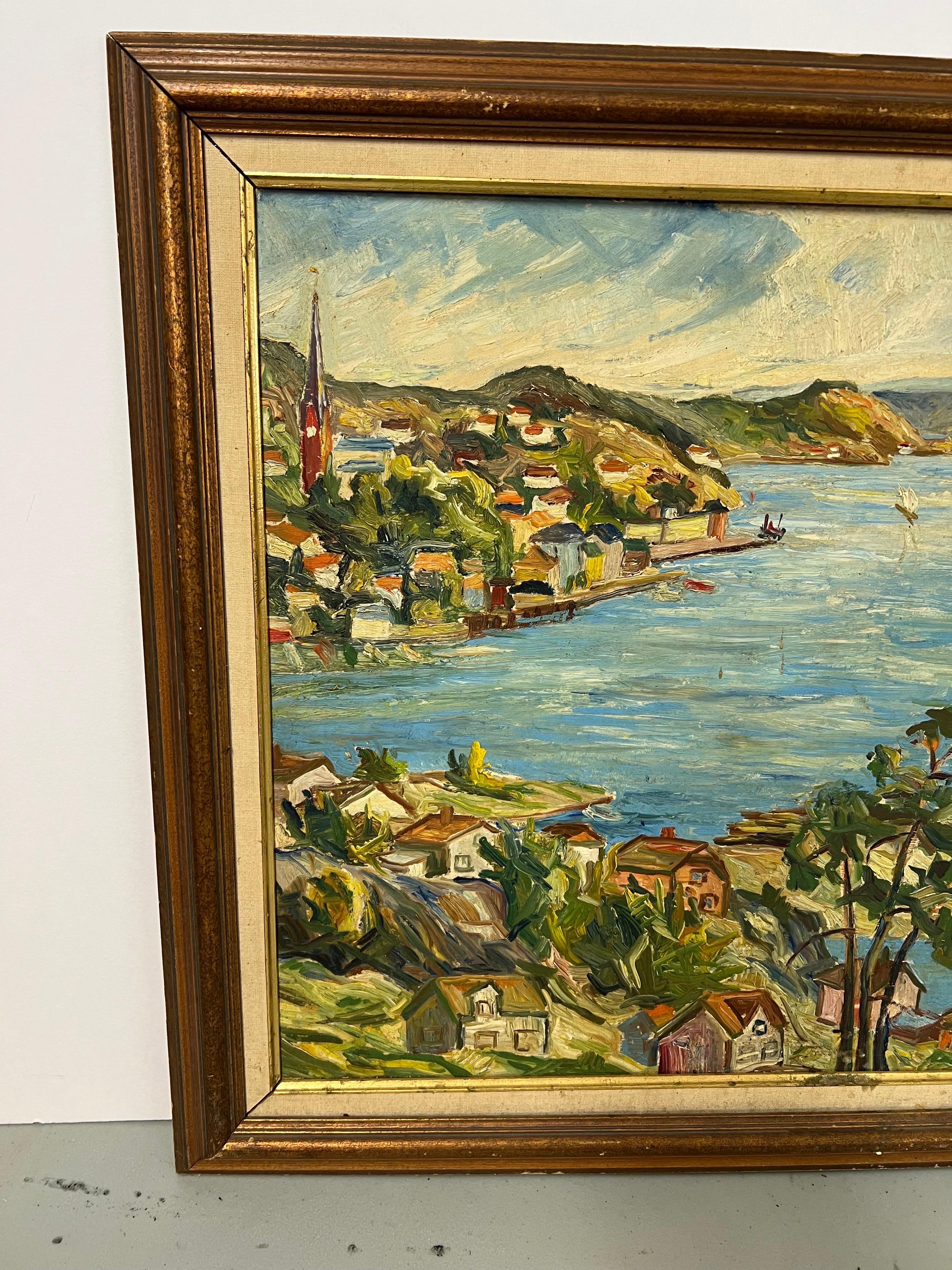 Heavy Impasto oil on board of Harbor Scene For Sale 3