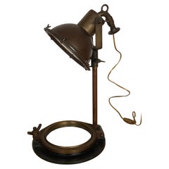 Vintage Industrial Desk Lamp on Ship Porthole Base 1950s