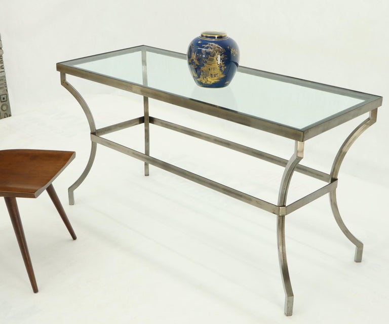 Heavy Iron Base Glass Top Console Table, Uttermost Andy Console Table