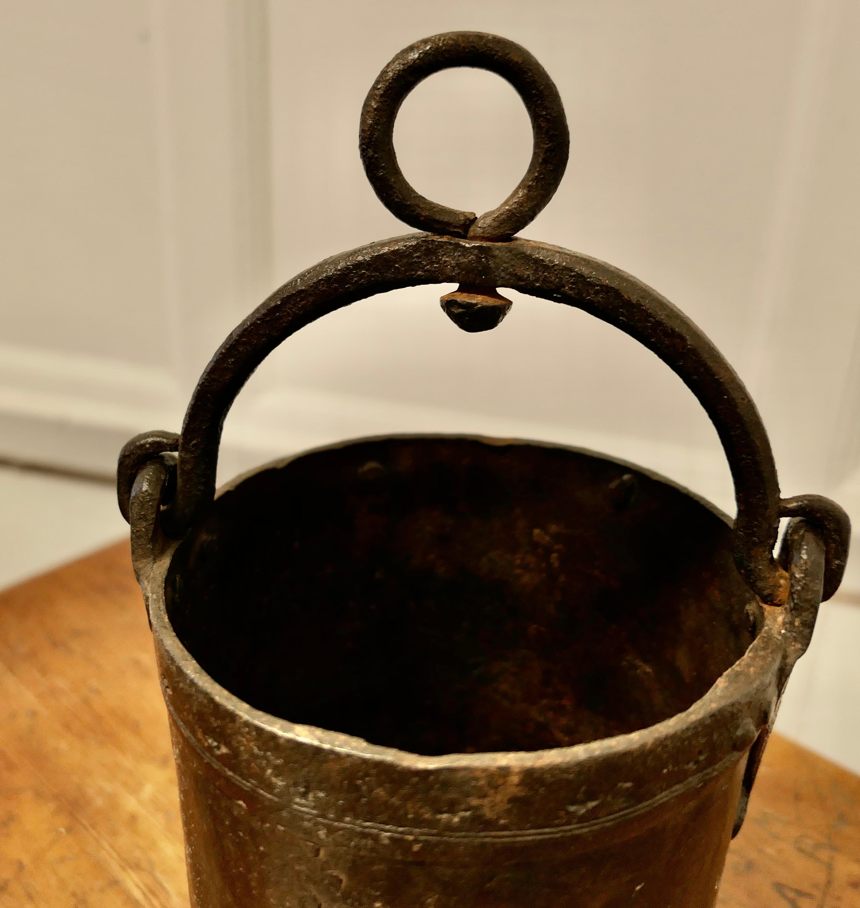 Mid-20th Century Heavy Iron Bucket This Is a Lovely Small Bucket For Sale