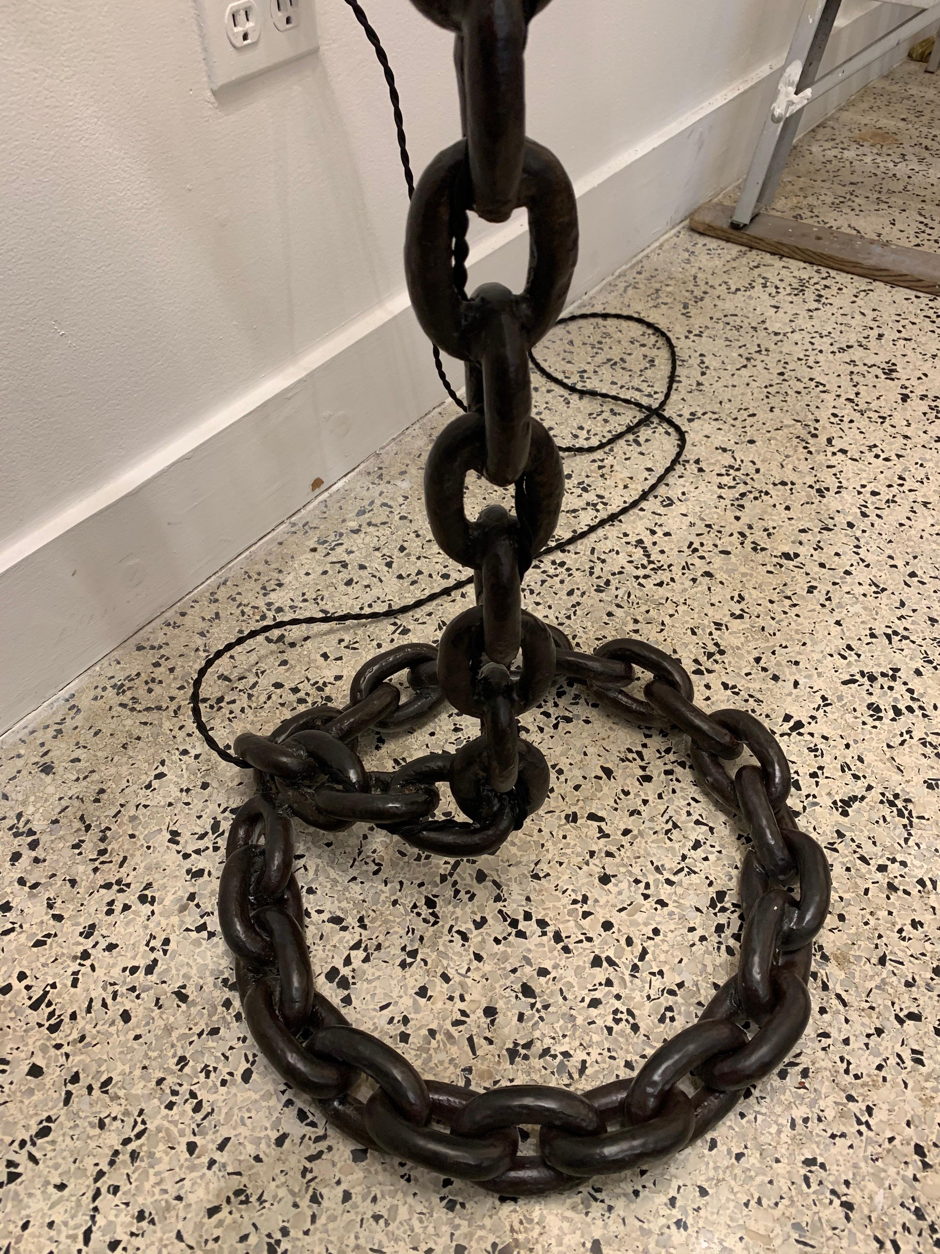 Heavy Iron Chain Links Floor Lamp in the Style of Franz West 2